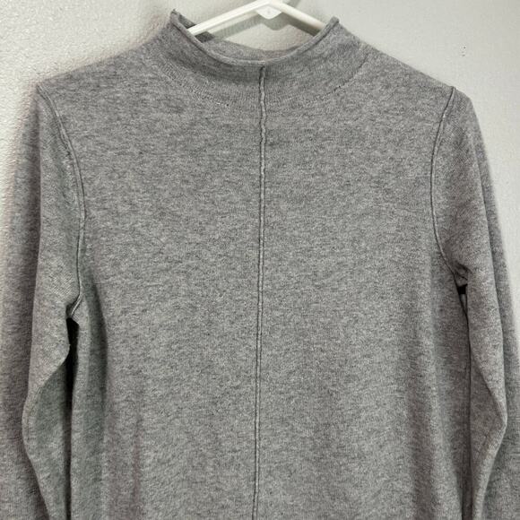 Banana Republic Sweater Small Petite Gray Wool Cashmere Funnel Neck - Picture 3 of 8